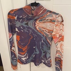 Vibrant Swirl Long Sleeve Women's Top